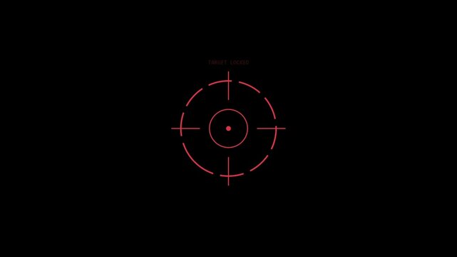 Red targeting reticle vector illustration, futuristic weapon crosshair on black background