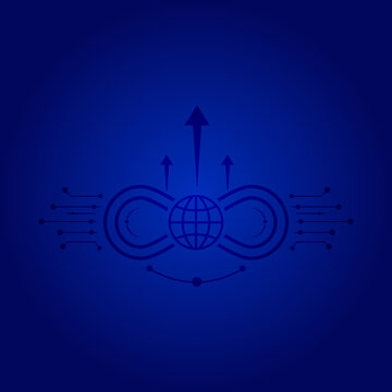Minimalist global connectivity globe network infinity loop technology graphic illustration background