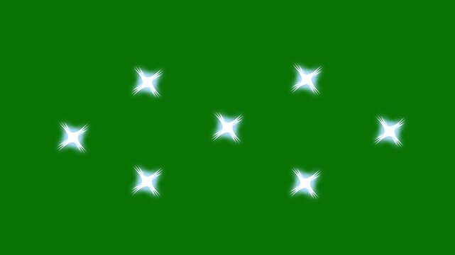 Beautiful twinkle star lights with dreamy sparkle effect on a green background  flat, vector, doodles style stars blinking. sparkle Star light effect 4k.