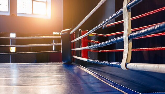 close up boxing ring in palace of sports in kyiv ukraine
