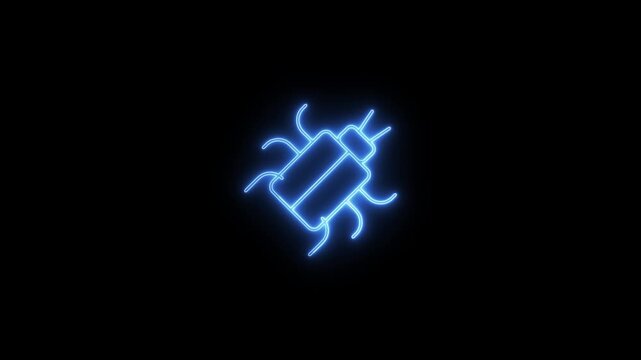 Blue Neon Electrical Plug with Glowing Futuristic Technology Effect seamless loop
