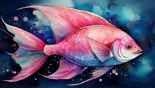 ichthys fish symbol pink aquareli