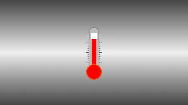 Red thermometer icon showing high heat temperature level on a grey gradient background