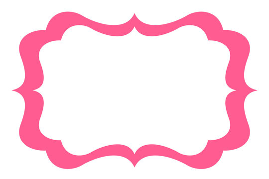 Pink ornate label frame with scalloped vintage border PNG with transparent background. Blank decorative template for invitations, cards, branding, stickers, stationery, scrapbooking, graphic design