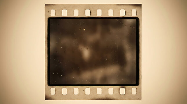 Dark vintage film frame with scratches and dust film strip obsolete technology film reel