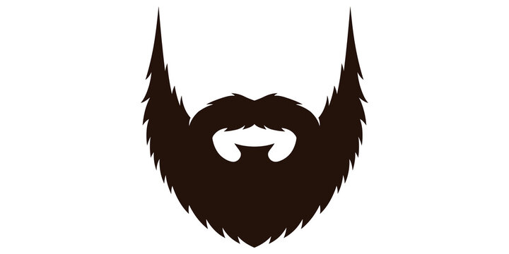 Detailed black beard silhouette for barbershop and masculine style design.