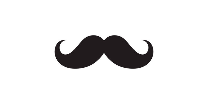 Black handlebar mustache icon silhouette on transparent background set.