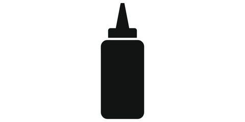 Obraz premium Black condiment bottle silhouette icon isolated on transparent background.