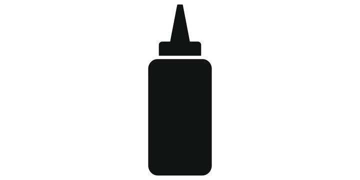 Black condiment bottle silhouette icon isolated on transparent background.