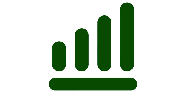 Green bar chart icon symbolizes business growth and financial success.
