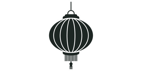 Black chinese lantern with intricate design for decorative festive occasions. © 扁平化图标 