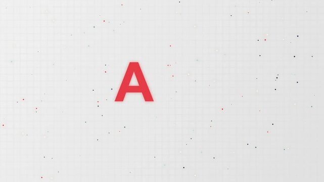 Red letter a symbol centered on a textured light surface with small colorful floating particles and geometric dust elements for modern graphic design and branding projects