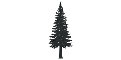 Coniferous pine tree silhouette design for forest landscape compositions. © Naibullah