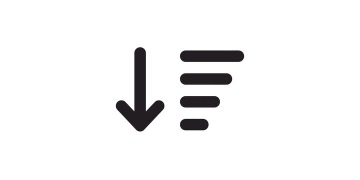 Sort descending icon black minimalist design for data organizing app.