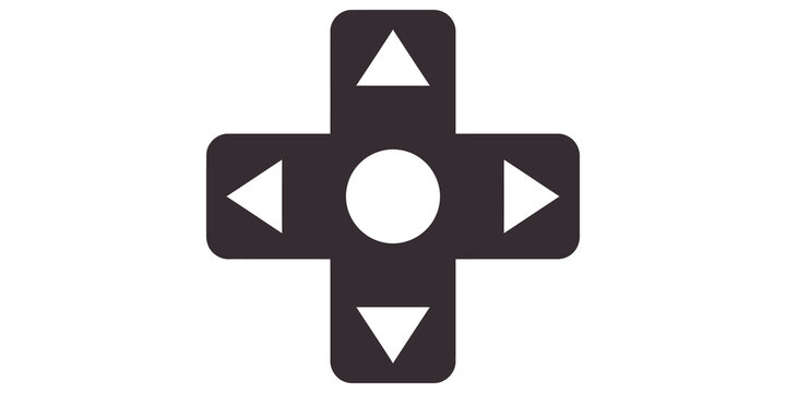 Controller dpad icon dark grey silhouette for gaming interface design.