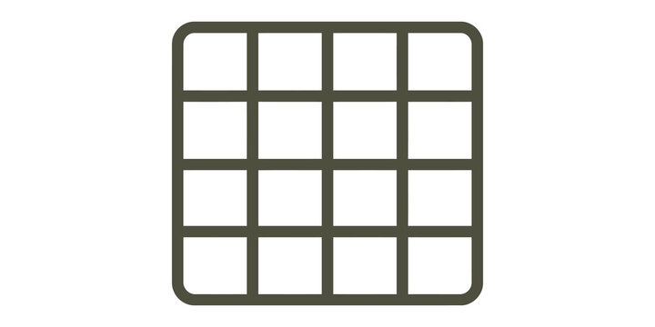 Dark green grid pattern icon for layout planning and organization.