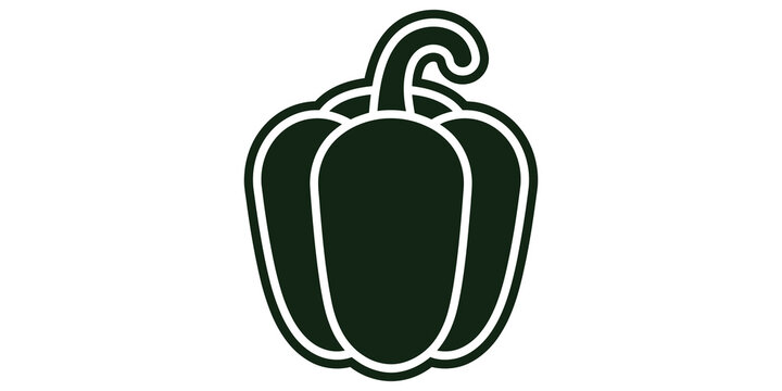 Bell pepper vegetable icon black silhouette healthy food ingredient art.