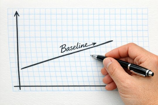 A person writing a baseline on a piece of paper, for architectural or design purposes