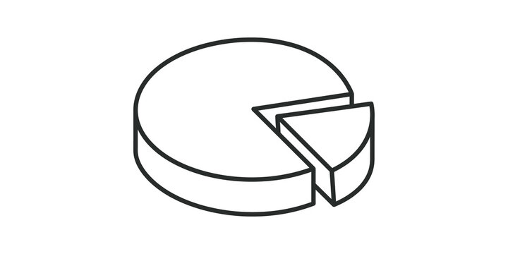 Three dimensional pie chart icon for data visualization and finance.