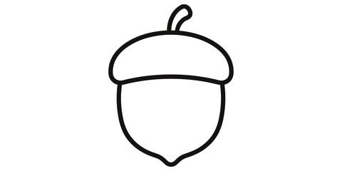 Black outline drawing of an acorn nut isolated on transparent background. © 扁平化图标 