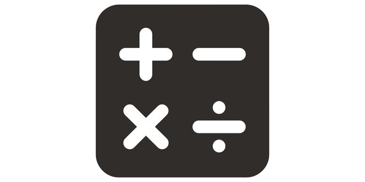 Dark grey calculator interface icon for mathematics and accounting.