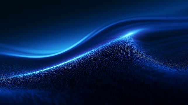 Abstract Blue Digital Wave of Glowing Particles Background