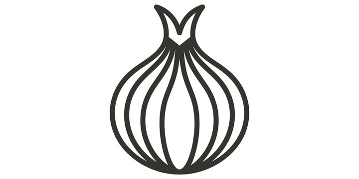 Onion vegetable outline icon for cooking recipes and food packaging.