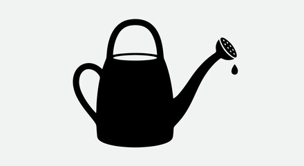 Watering Can Silhouette, Garden Watering Pot, Gardening Tool, Plant Care Equipment, Black Vector Illustration © Razia 