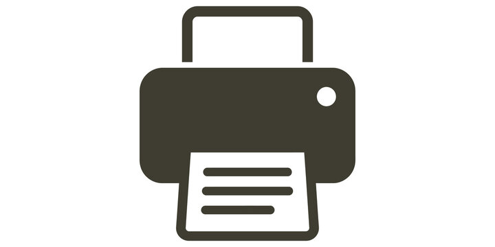 Office printer icon in charcoal gray for business and technology use.