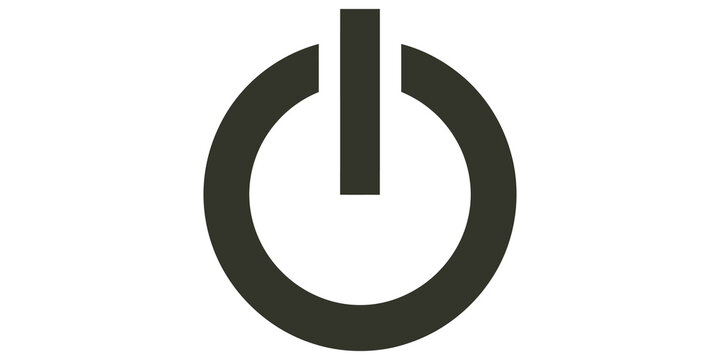 Power button symbol in dark gray used for technology and hardware UI.
