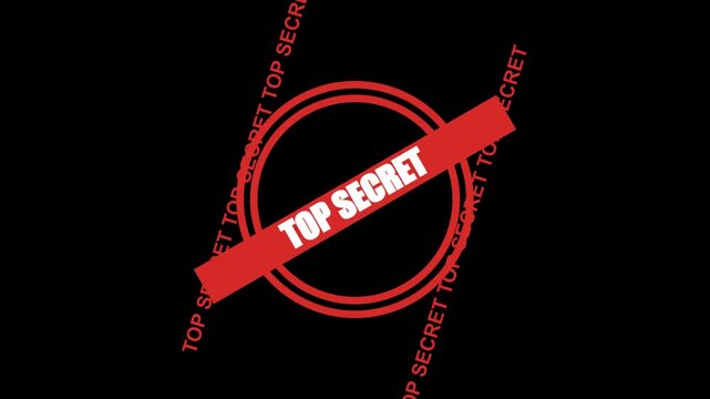 Red top secret stamp mark on a black background with repeating diagonal text pattern for official documents and classified information security concepts
