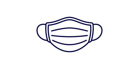 Medical face mask icon dark blue outline for health safety and protection.