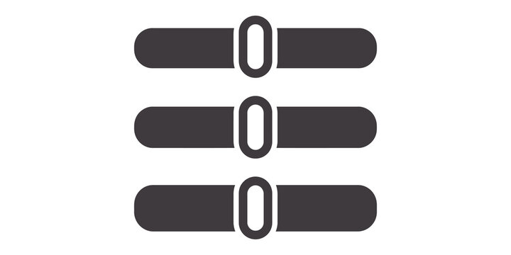 Adjustment slider bar icons with vertical toggles for software menu.