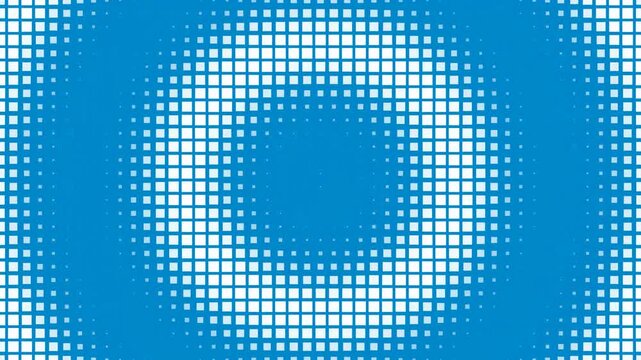 Abstract blue background with glowing circular led light pattern and digital pixel square grid design