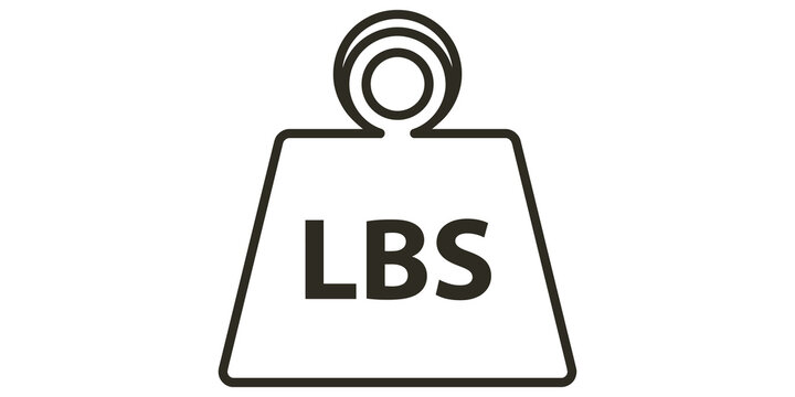 Industrial weight scale icon with lbs text for measurement graphics.