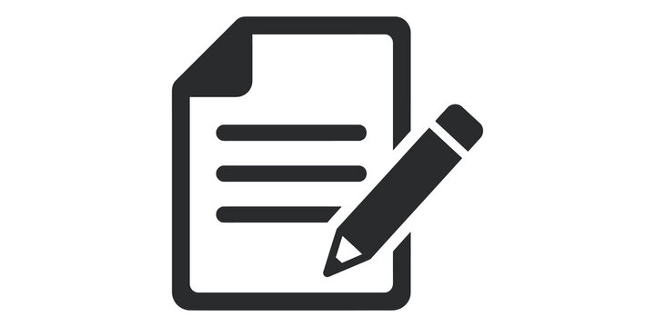 Document file with pencil icon featuring grey vector art for edit tasks.