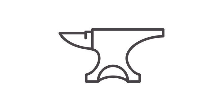 Blacksmith anvil icon with metallic line style for industrial metalworking.