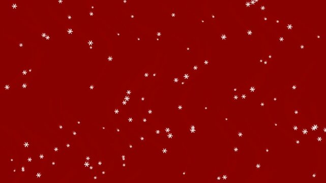 White snowflakes falling on a dark red background for christmas holiday design