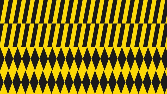 Abstract yellow and black striped and diamond geometric pattern texture design