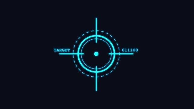 Data target HUD overlay animation showcasing a blue digital biometric targeting display for futuristic sci-fi games