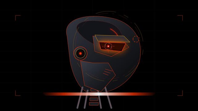 Futuristic robot face illustration with glowing details in a dark background, showcasing cybernetic design elements