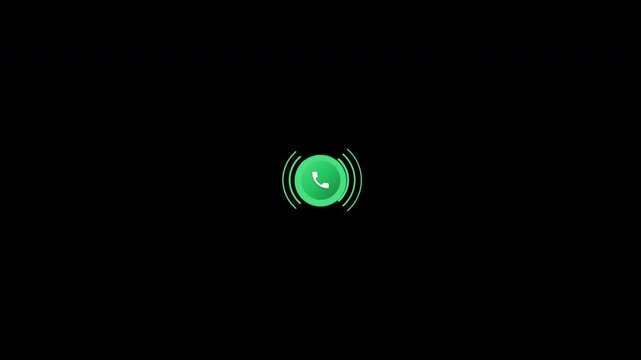 Minimalist incoming call notification icon with expanding cyan ring waves