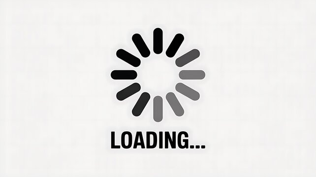 Black loading circle icon with text