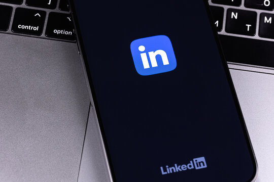 LinkedIn mobile logo icon app on a screen smartphone iPhone closeup. LinkedIn is a social network for finding and establishing business contacts. Batumi, Georgia - June 16, 2026