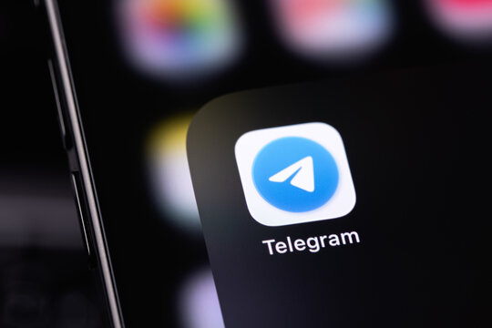 Telegram icon mobile app on a screen smartphone iPhone closeup. Telegram - cross-platform messenger. Batumi, Georgia - June 16, 2026