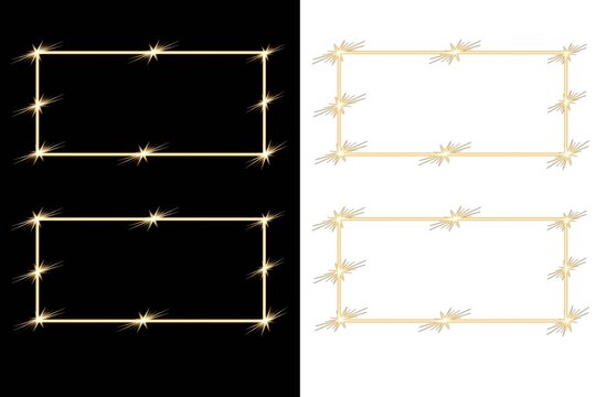 Minimalist geometric rectangles with starburst corners isolated on white background