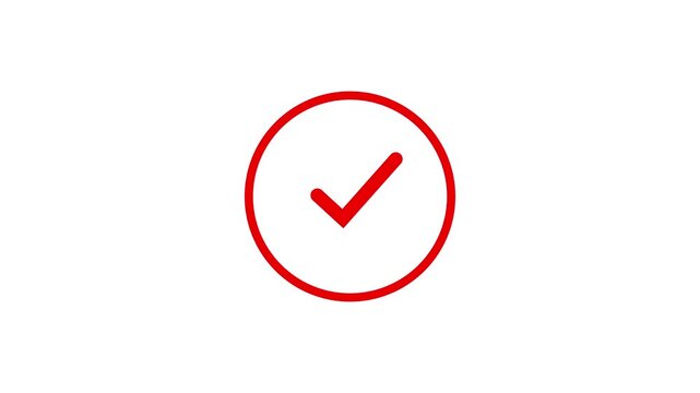 Symbol of check mark inside a circle round animation, symbolizing approval or completion