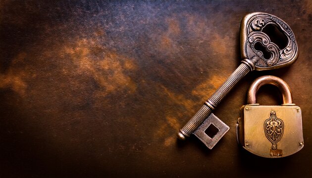 escape room teaser banner presenting historic key paired with heavy padlock over muted background