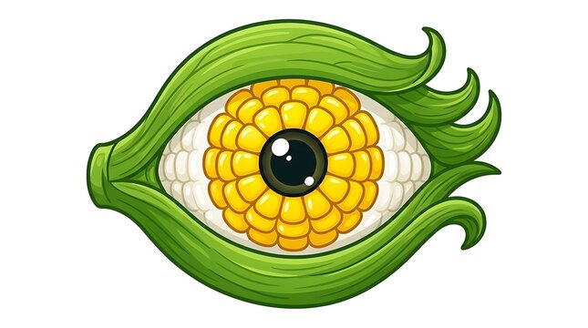 Abstract Eye Made of Corn and Husk, Creative Vision Concept Illustration