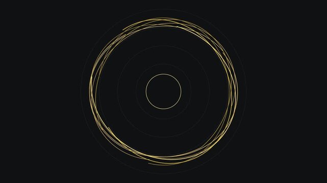 Golden abstract circles sketch illustration on dark background for design concepts
